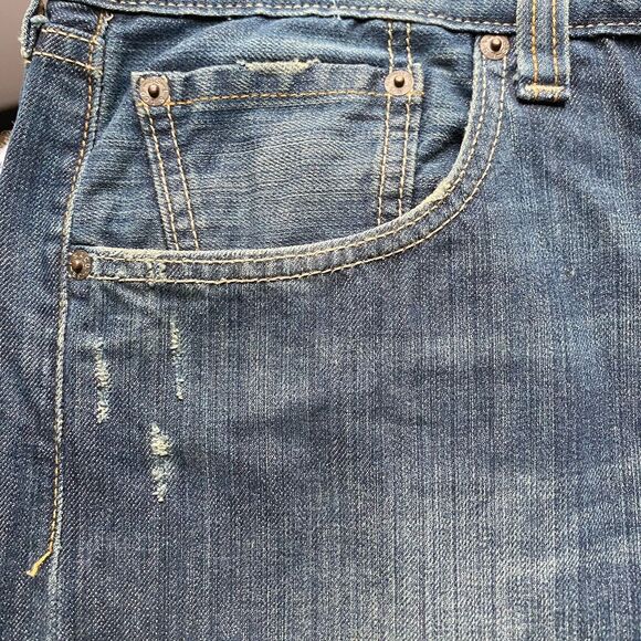 Levis 501 Men’s Jeans 40x30 Blue Button Fly Distressed Straight Leg Relaxed - Picture 8 of 8
